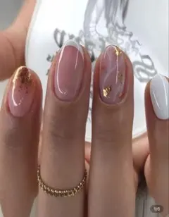 【新品未使用】SHEIN ネイルチップセット ゴールドフレーク付き