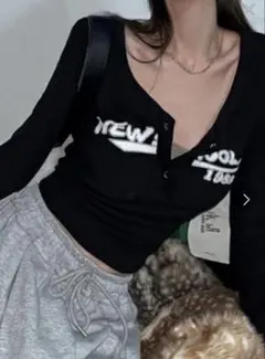 美品 トップス ブラック Y2K 韓国