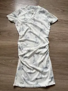 タイダイ柄 半袖チュニック ホワイト/グレー