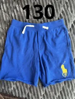 ラルフローレン　馬刺繍入り青ハーフパンツ　130