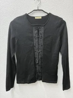 avienne カーディガン ブラック ビーズ刺繍