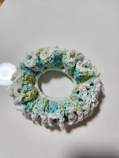 フリルデザイン シュシュ 青緑