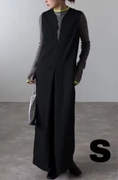 Bonjour sagan ディープVネックオールインワン　ブラック　S