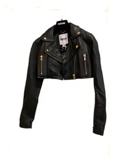 H&M MOSCHINO 本革 リアルレザー ショート ライダースジャケット Mのサムネイル