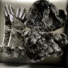 ファーキャップ&スヌード&手袋　3点セット