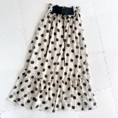 SALE✨Radyレディードット柄ウエストベルト付きロングフレアスカートSサイズ