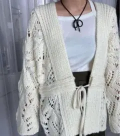 美品 Ameri UND LOOSE CABLE KNIT CARDIGAN