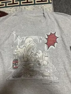 90sビンテージB.JOHNSON荒野の一日アートプリント白Tシャツ古着メンズ 