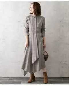 アーバンリサーチロッソROSSOワンピース　ブラウンチェックFree