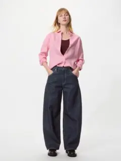 UNIQLO バギーカーブジーンズ 24 NAVY 標準丈