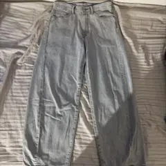 GUバレルレッグジーンズ グレー