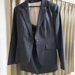 ダークグレー ストライプ ビジネススーツ 上下セット
