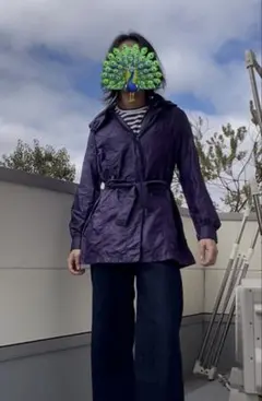 紫色フード付きナイロンジャケット
