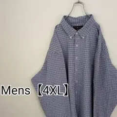 H111【US輸入】ラルフローレン　長袖シャツ【Mens4XL】青チェック