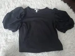 H＆M 袖バルーン パフスリーブ Tシャツ ブラック