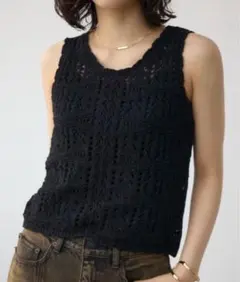AZUL by moussy クロシェニットタンク