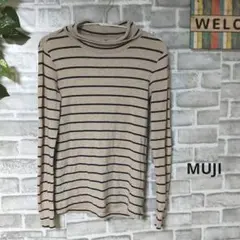 無印良品 タートルネック カットソー ボーダー ストレッチ 薄手 大人可愛い S