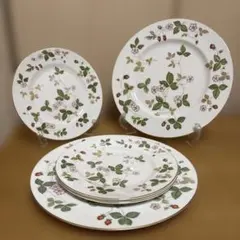 美品】ウェッジウッド ワイルドストロベリー 17.5cm黒壺プレート5枚