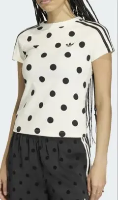 adidas ドット 水玉 半袖tシャツ 白 ホワイト Lサイズ アディダス 白 水玉 adidas ドット柄 半袖Tシャツ - メルカリ