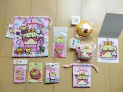 9点セット ポムポムプリン 30周年 缶バッジ 巾着 セリア サンリオ 100均