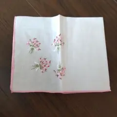 花柄刺繍 コットンハンカチ 約30cm