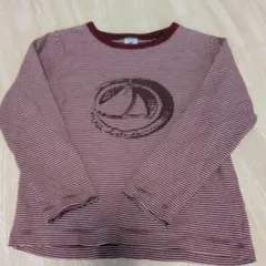 長袖カットソー 赤と白のストライプ