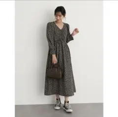 earth music&ecology フラワーフロントシャーリングワンピース