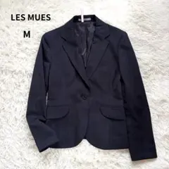 LES MUES 洗える テーラードジャケット 紺 チェック M ストレッチ 夏のサムネイル