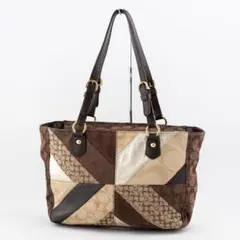 COACH コーチ ターンロック パッチワーク デニム トートバッグ 12216