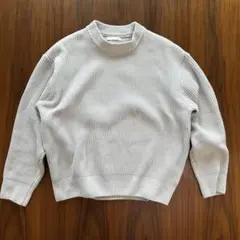 ZARA ザラ ニット セーター S ベージュ 短丈 畦編み 厚手 クルーネック