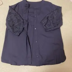 ⭐️INDIVI⭐️ブラックレース袖 シャツ 五分袖