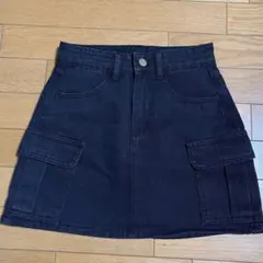 デニムミニスカート インナーパンツ付 ブラックSのサムネイル