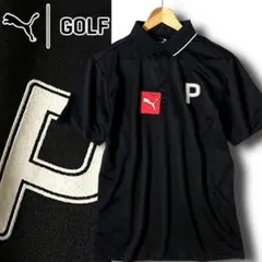 XL プーマ ゴルフ 鹿の子ストレッチ Pロゴ クレリック ポロシャツ ブラック