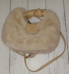 ミニショルダー バッグ ファー 手提げ もこもこ オシャレ ブラウン ふわふわ