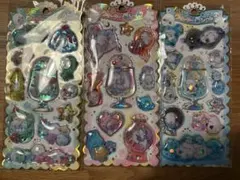 キラキラウォーターインシール　3枚セット　シマエナガ　うさぎ