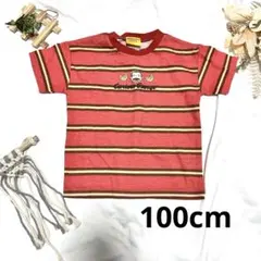 美品】おさるのジョージ ボーダー Tシャツ 半袖 赤 100cm