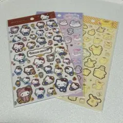 【新品未開封】キャンドゥ箔押しシール　3点セット　キティ　プリン　キキララ
