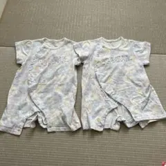 水彩模様ロンパース 2枚セット　双子　夏　半袖