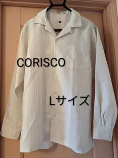 CORISCO　オープンカラーシャツ　ストライプ　Lサイズ