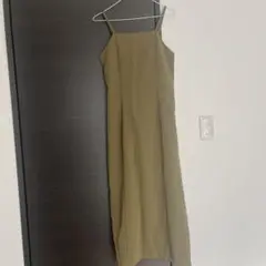 ナイスクラップ　カーキ　オリーブ色 キャミワンピース　ロングスカート リボン