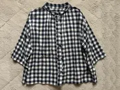 ネストローブ☆ギンガムウィングカラービックシャツ - メルカリ