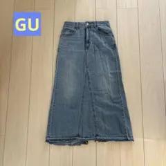 GU✺デニム　ロングスカート フリンジ仕上げ✺Sサイズ