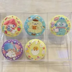 刺繍 缶バッジ マイメロディ ポムポムプリン ハンギョドン キキララ ぐでたま