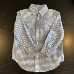 Ralph Lauren 水色チェック柄ボタンダウンシャツ 3T