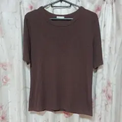GU リブ Tシャツ 半袖 L ブラウン 茶色 ジーユー レディースのサムネイル