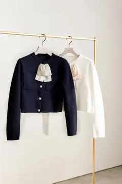 Herlipto Frill Ribbon Knit Jacket Set