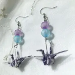 折り鶴ピアス
