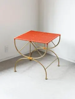 60-70's ヴィンテージ ラタン×メタル テーブル 南欧 ミッド