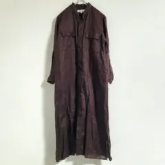 BY∴ リネンバンドカラーシャツワンピース -ウォッシャブル- ブラウン