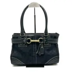 【美品】COACH コーチ シグネチャー 黒 ショルダーバッグ 入学 Y2K